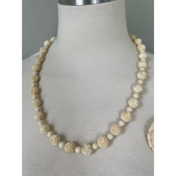 4pc Victorian Vintage Celluloid Necklace Earrings Brooch Antique Jewelry Bundle - Picture 3 of 6